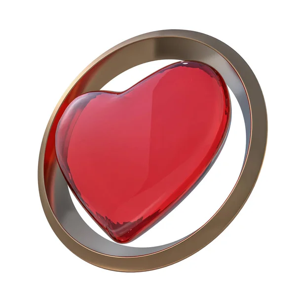 Cuore Rosso Isolato Sfondo Bianco Rendering — Foto Stock