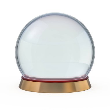 Beyaz izole boş kar küresi. 3D render