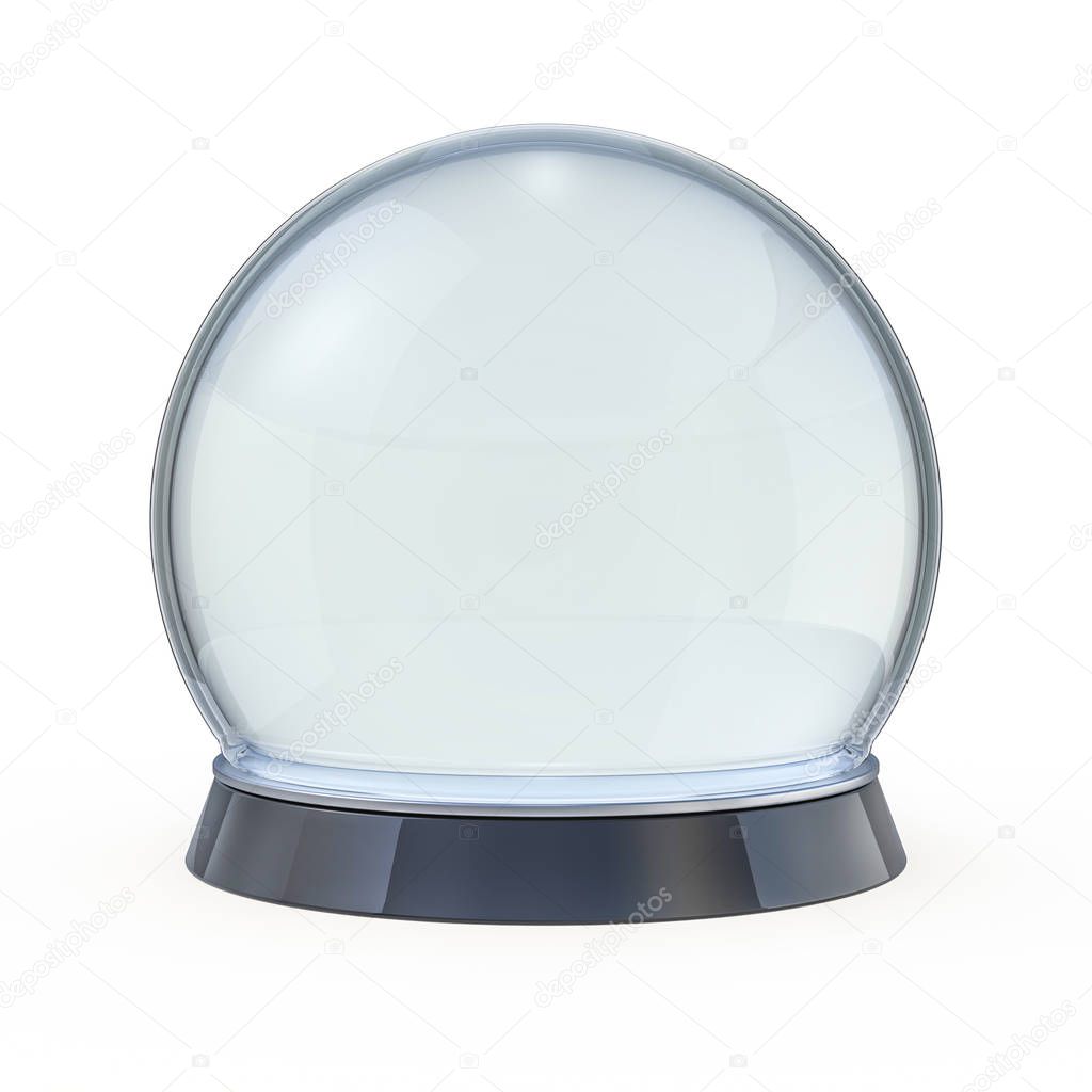 Empty snow globe isolated on white. 3D rendering