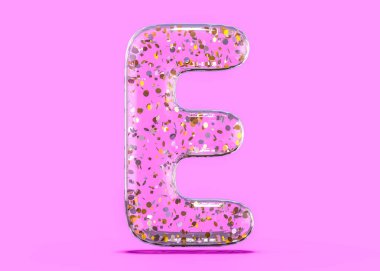 E. alfabe Şeffaf folyo balonlar mektup. 3D render