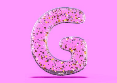 G. alfabe Şeffaf folyo balonlar mektup. 3D render