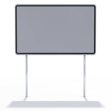 Boş beyaz yol işaret veya boş trafik işaretleri. 3D render