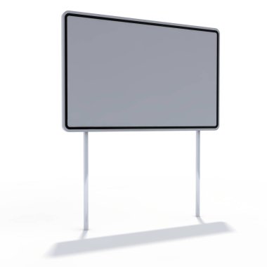 Boş beyaz yol işaret veya boş trafik işaretleri. 3D render