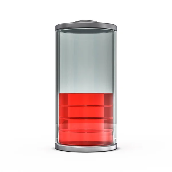 Battery Icon Red Charge Indicator Rendering — Stock Photo, Image