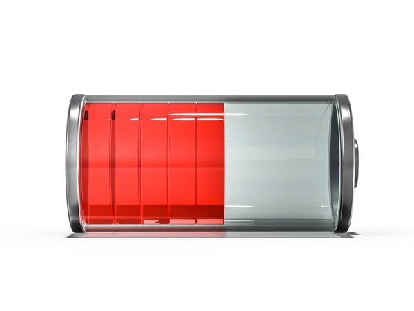 带红色充电指示灯的电池图标 — 图库照片
