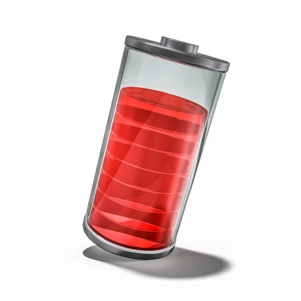 Battery Icon Red Charge Indicator Rendering — Stock Photo, Image