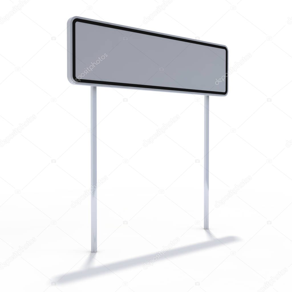 Blank white road sign or Empty traffic signs. 3D rendering