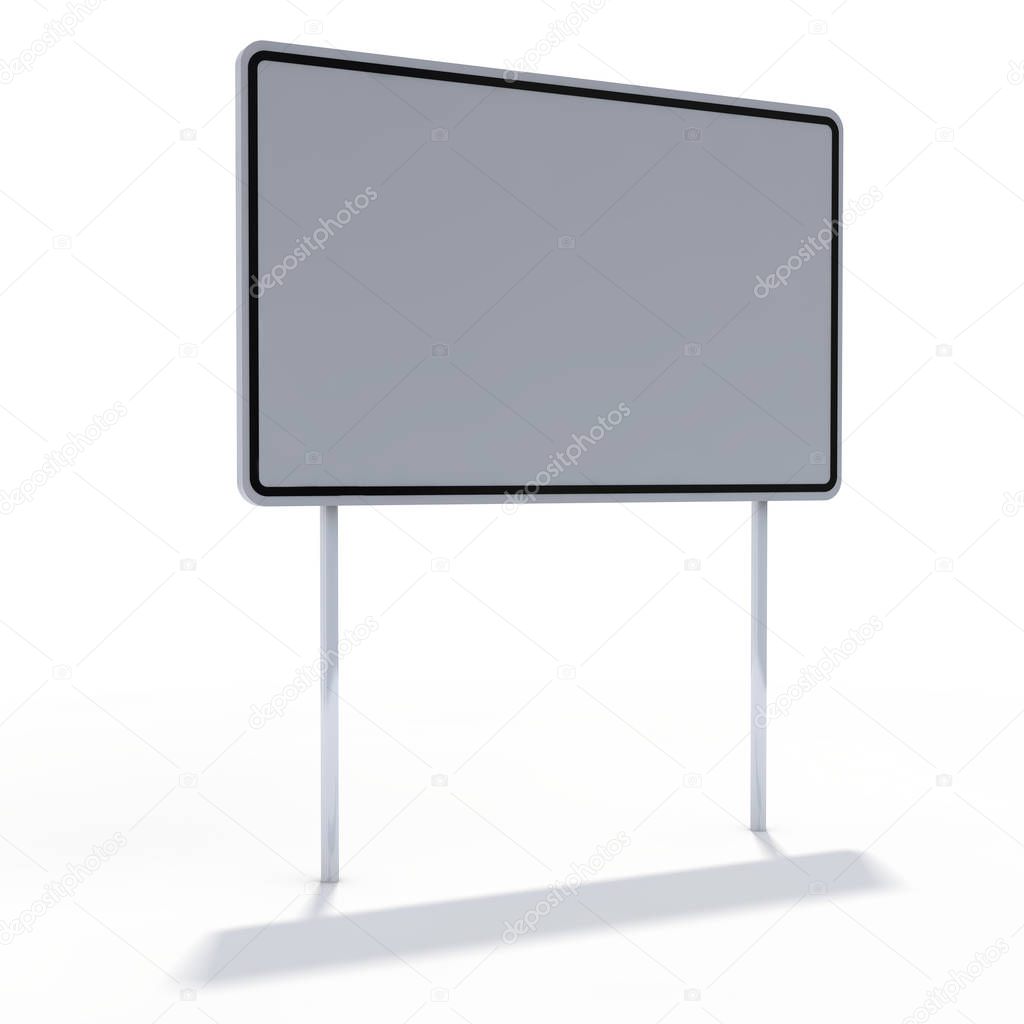 Blank white road sign or Empty traffic signs. 3D rendering