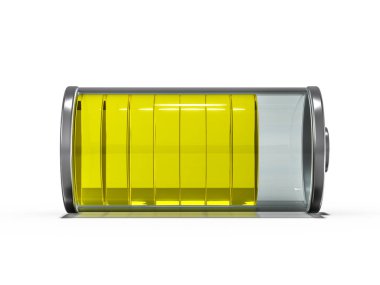 Pil simgesi sarı şarj göstergesi ile. 3D render