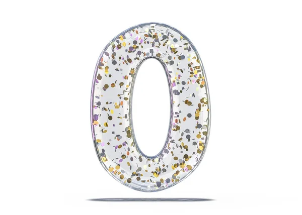 Cijfer Nul Alfabet Van Transparante Folie Ballonnen Rendering — Stockfoto