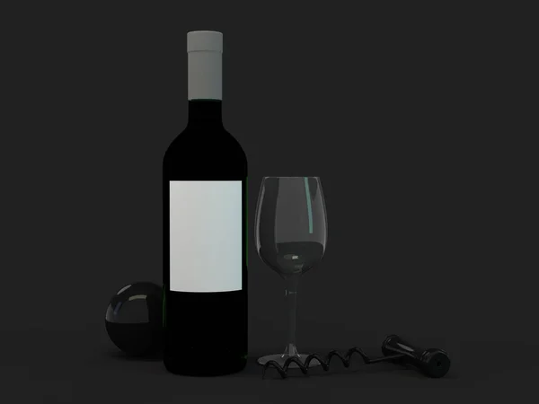 Wine Bottle Mockup Blank Label Rendering — Stock Photo, Image