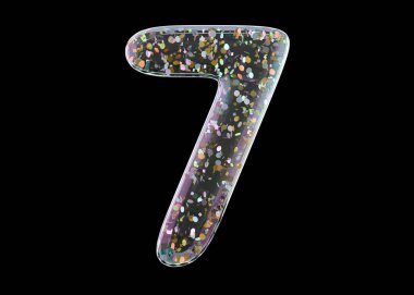 Sayı yedi. Alfabe Şeffaf folyo balonları. 3D render