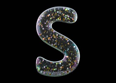 S. alfabe Şeffaf folyo balonlar mektup. 3D render