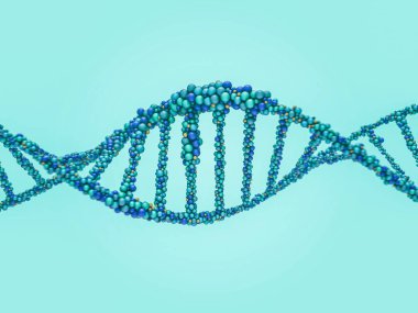 DNA zinciri. Bilimsel arka plan. Güzel illustraion. Biyoteknoloji, biyokimya, genetik ve tıp kavramı .3d işleme