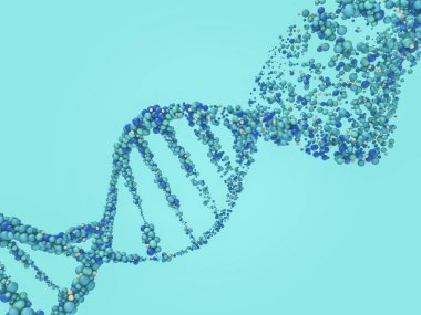 DNA zinciri. Bilimsel arka plan. Güzel illustraion. Biyoteknoloji, biyokimya, genetik ve tıp kavramı .3d işleme