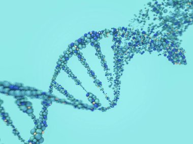 DNA zinciri. Bilimsel arka plan. Güzel illustraion. Biyoteknoloji, biyokimya, genetik ve tıp kavramı .3d işleme