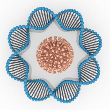 DNA zinciri. Bilimsel arka plan. Güzel illustraion. Biyoteknoloji, biyokimya, genetik ve tıp kavramı .3d işleme