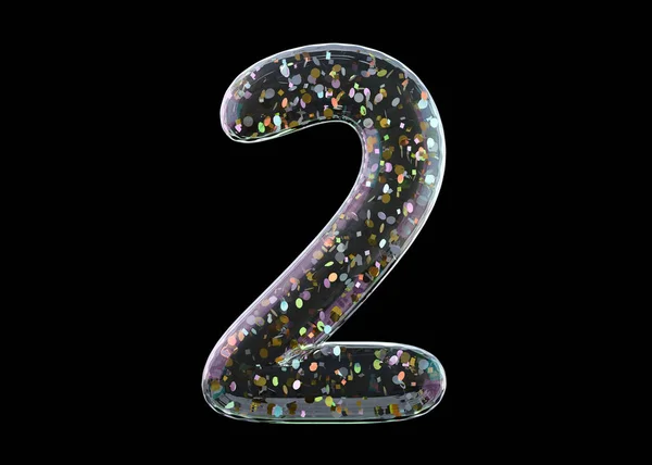 Dígito Dois Alfabeto Balões Folha Transparente Renderização — Fotografia de Stock