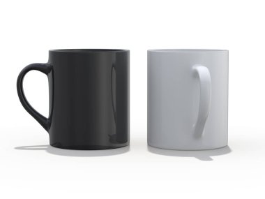 Siyah ve beyaz Mockup ayakta yüzeyi yokmu. 3D render