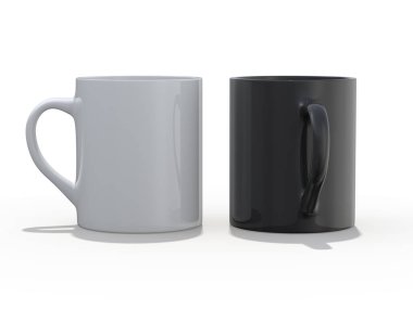 Siyah ve beyaz Mockup ayakta yüzeyi yokmu. 3D render