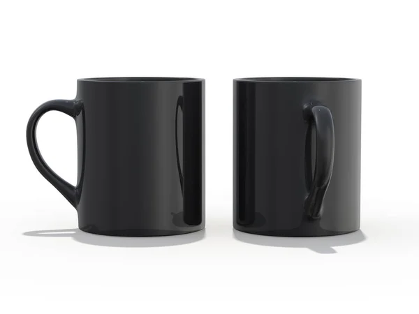 Mug Noir Mockup Debout Sur Surface Rendu — Photo