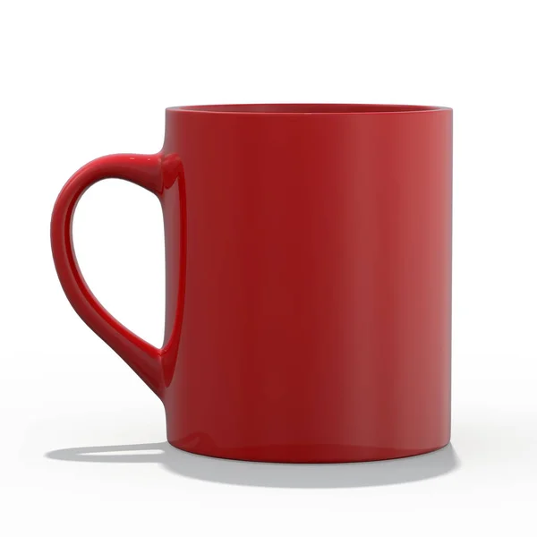 Red Mug Mockup Standing Surface Rendering — Stock Photo, Image