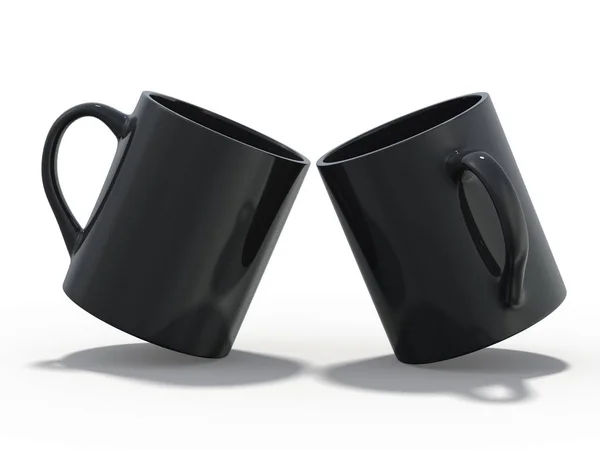 Mug Noir Mockup Debout Sur Surface Rendu — Photo