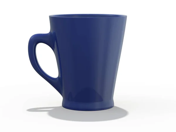 Tazza Blu Mockup Piedi Sulla Superficie Rendering — Foto Stock