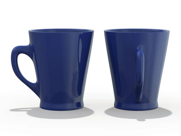 Mockup Caneca Azul Superfície Renderização — Fotografia de Stock