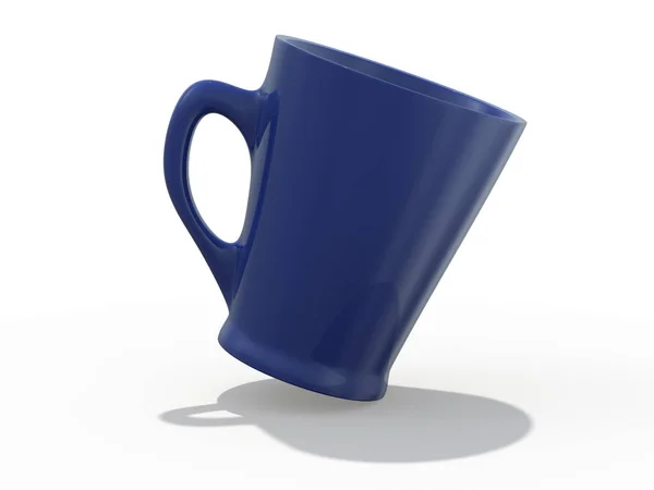 Mockup Caneca Azul Superfície Renderização — Fotografia de Stock