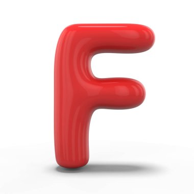 Mektup F şişme balon beyaz arka plan üzerinde izole yapılmış. 3D render