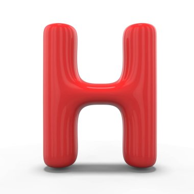 H harfi şişme balon beyaz arka plan üzerinde izole yapılmış. 3D render