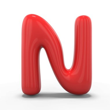 Harf N şişme balon beyaz arka plan üzerinde izole yapılmış. 3D render