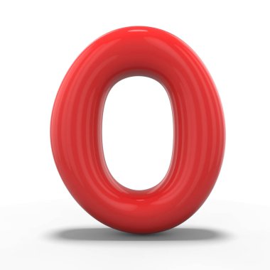 Harf O şişme balon beyaz arka plan üzerinde izole yapılmış. 3D render