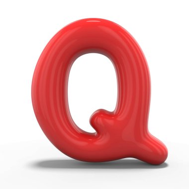 Şişme balon beyaz arka plan üzerinde izole harf Q yapılmış. 3D render