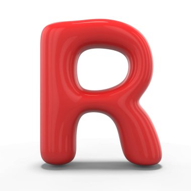 Mektup R şişme balon beyaz arka plan üzerinde izole yapılmış. 3D render