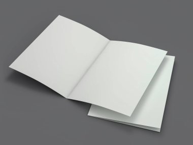 Boş broşür dergi tasarımınızı değiştirmek için izole. 3D render