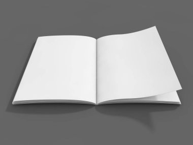 Mock-up dergi veya tablo katalog. Boş sayfa veya Not defteri örnekler veya simülasyonları için. 3D render