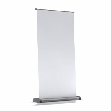 Boş rollup banner görüntü. Şablon mockup. 3D render