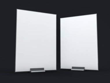 Beyaz yaprak kağıt ile kitapçıklar için stand. Mockup. 3D render