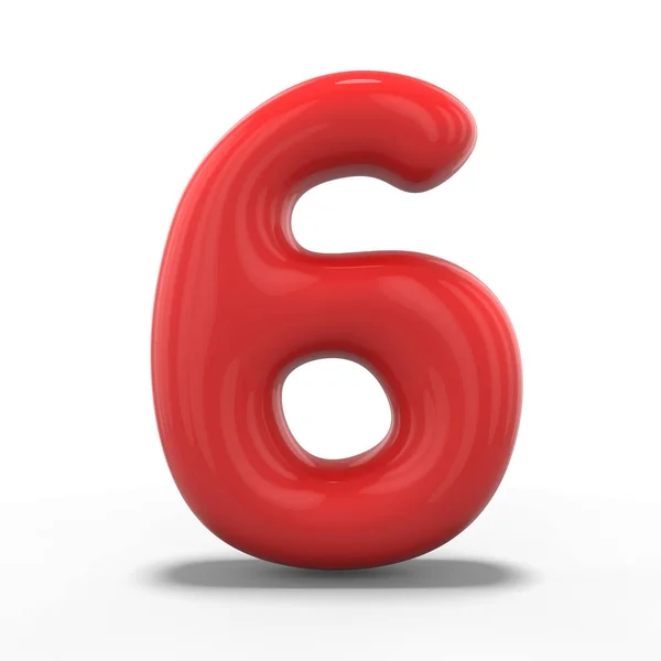 Number Six Made Inflatable Balloon Isolated White Background Rendering — Stock Photo, Image