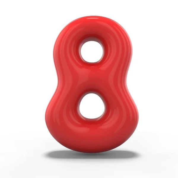 Αριθμός Οκτώ Από Φουσκωτά Μπαλόνια Που Απομονώνονται Λευκό Φόντο Rendering — Φωτογραφία Αρχείου