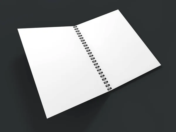 Caderno Branco Sobre Fundo Escuro Renderização — Fotografia de Stock