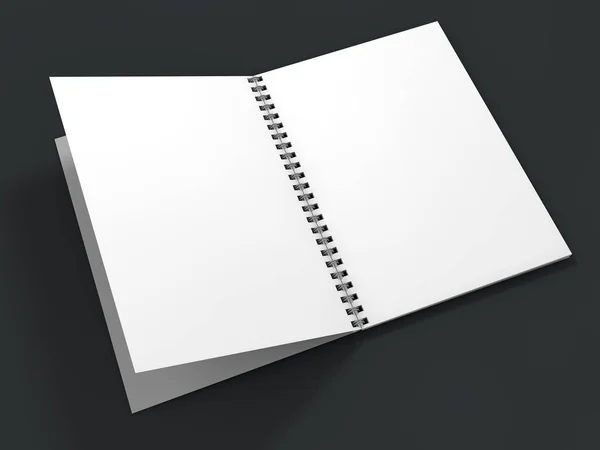 黑色背景上的空白笔记本 — 图库照片