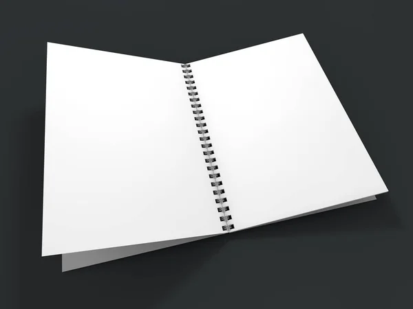 Cuaderno Blanco Sobre Fondo Oscuro Renderizado — Foto de Stock