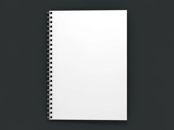 Caderno Branco Sobre Fundo Escuro Renderização — Fotografia de Stock