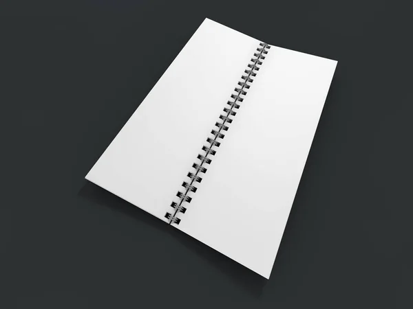 Cuaderno Blanco Sobre Fondo Oscuro Renderizado —  Fotos de Stock