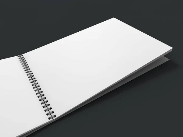 Caderno Branco Sobre Fundo Escuro Renderização — Fotografia de Stock