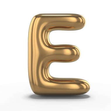 E harfi şişme balon beyaz arka plan üzerinde izole yapılmış. 3D render