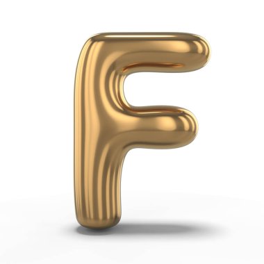 Mektup F şişme balon beyaz arka plan üzerinde izole yapılmış. 3D render